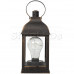 Декоративный фонарь с лампочкой, бронзовый корпус, размер 10.5х10.5х22,5 см, цвет ТЕПЛЫЙ БЕЛЫЙ